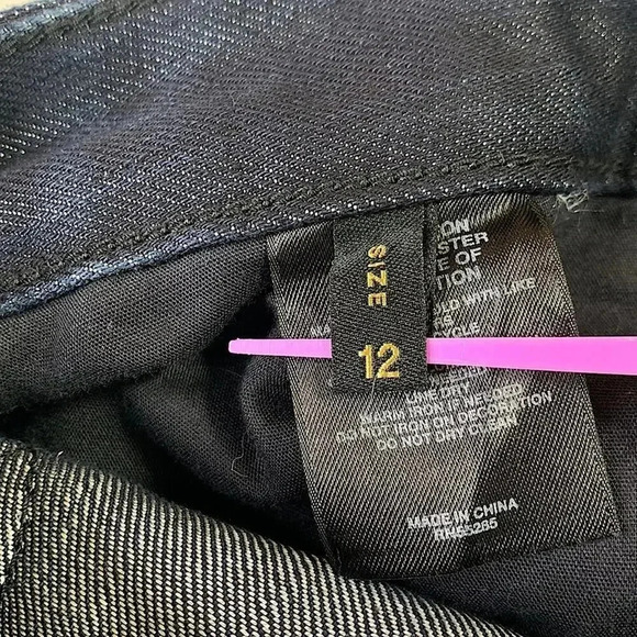 Express New Stella Boot Leg Embellished Denim Blue Waxed Jeans Sequins Size 12 - Picture 13 of 14